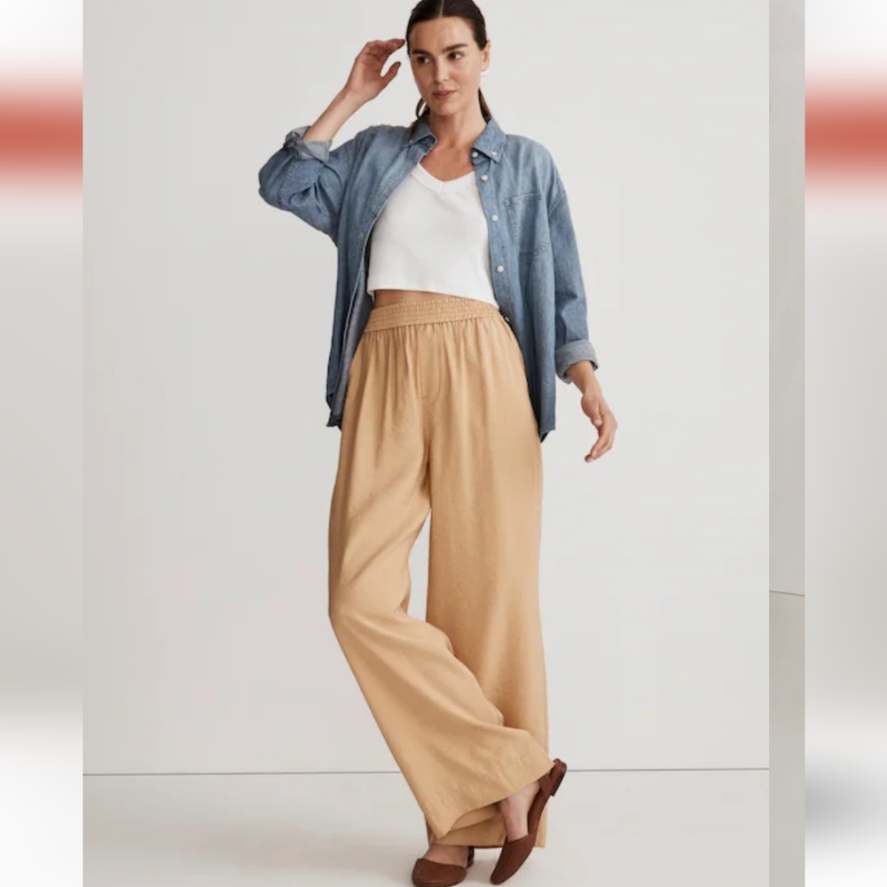 Madewell Tan Wide-Leg Pants In EUC
